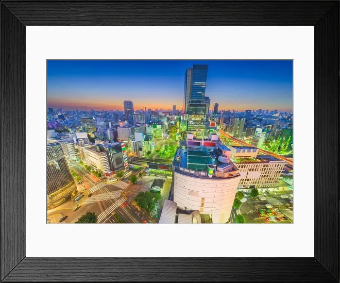 Framed Print : Tokyo, Japan city skyline over Shibuya Ward with the Shinjuku Ward skyline in the distance Framed Print : Tokyo, Japan city skyline over Shibuya Ward with the Shinjuku Ward skyline in the distance