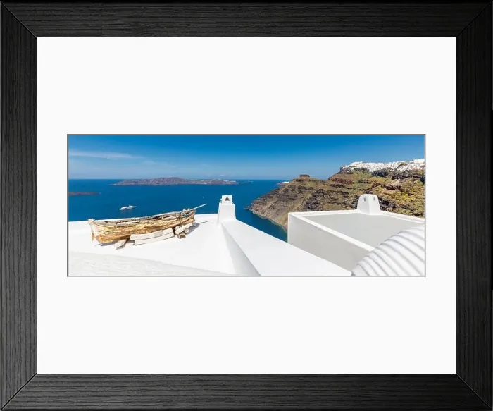 Framed Print : Amazing panoramic landscape, luxury travel vacation Santorini island Framed Print : Amazing panoramic landscape, luxury travel vacation Santorini island