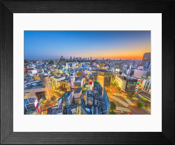Framed Print : Tokyo, Japan city skyline over Shibuya Ward with the Shinjuku Ward skyline in the distance Framed Print : Tokyo, Japan city skyline over Shibuya Ward with the Shinjuku Ward skyline in the distance