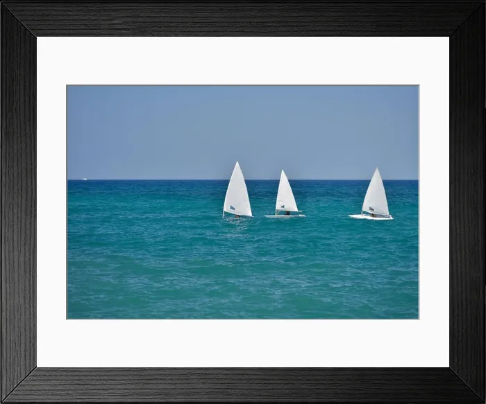 Framed Print : Small sailboats sailing in the calm waters of the Adriatic Sea, south Italy Framed Print : Small sailboats sailing in the calm waters of the Adriatic Sea, south Italy