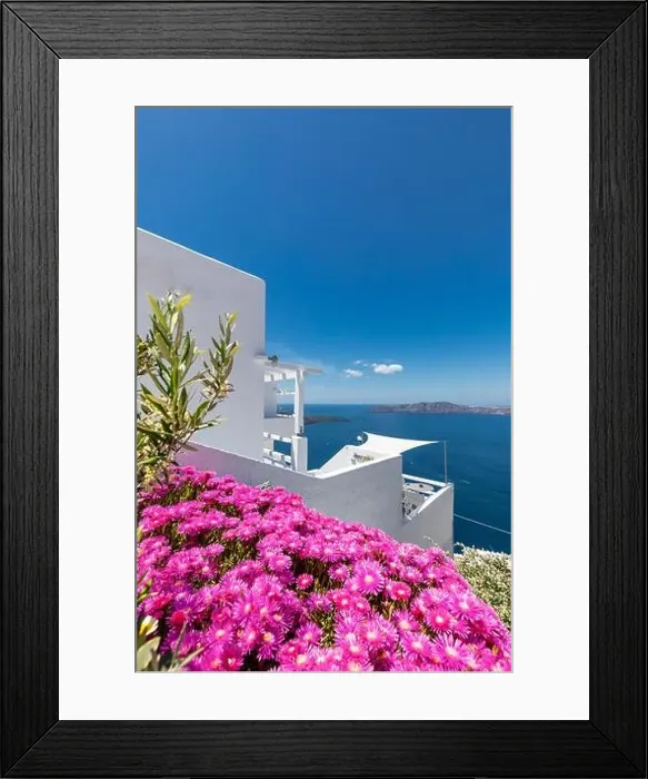 Framed Print : Amazing panoramic landscape, luxury travel vacation Santorini island Framed Print : Amazing panoramic landscape, luxury travel vacation Santorini island