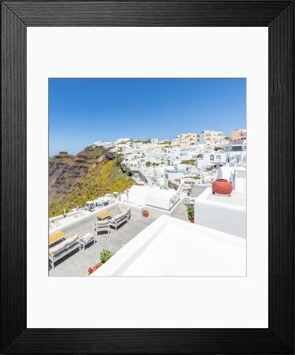 Framed Print : Amazing panoramic landscape, luxury travel vacation Santorini island Framed Print : Amazing panoramic landscape, luxury travel vacation Santorini island