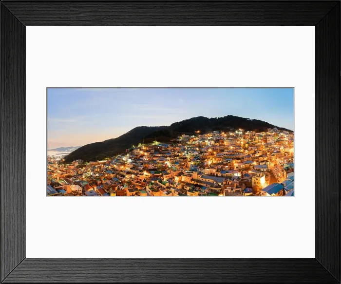 Framed Print : Panorama of Gamcheon Culture Village at night in Busan, South Korea Framed Print : Panorama of Gamcheon Culture Village at night in Busan, South Korea