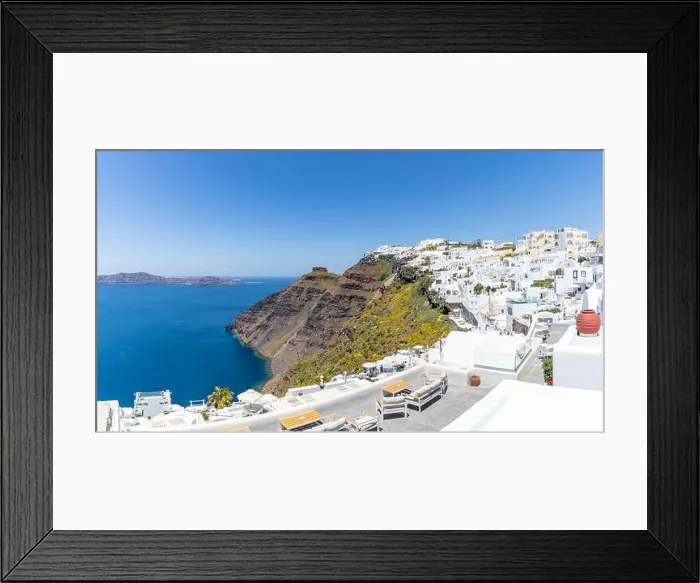 Framed Print : Amazing panoramic landscape, luxury travel vacation Santorini island Framed Print : Amazing panoramic landscape, luxury travel vacation Santorini island