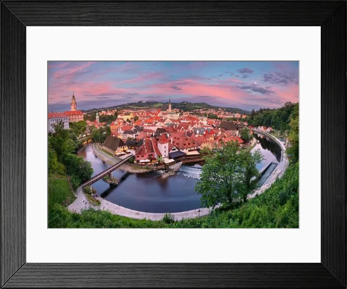 Framed Print : Cesky Krumlov. Aerial cityscape image of Cesky Krumlov, Czech Republic during summer sunset Framed Print : Cesky Krumlov. Aerial cityscape image of Cesky Krumlov, Czech Republic during summer sunset