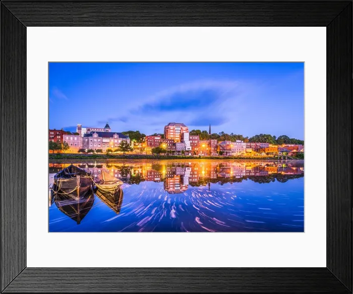 Framed Print : Augusta, Maine, USA downtown skyline on the Kennebec River Framed Print : Augusta, Maine, USA downtown skyline on the Kennebec River