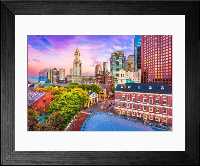 Framed Print : Boston, Massachusetts, USA historic skyline at dusk Framed Print : Boston, Massachusetts, USA historic skyline at dusk