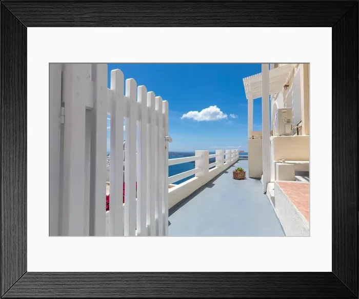 Framed Print : Amazing panoramic landscape, luxury travel vacation Santorini island Framed Print : Amazing panoramic landscape, luxury travel vacation Santorini island