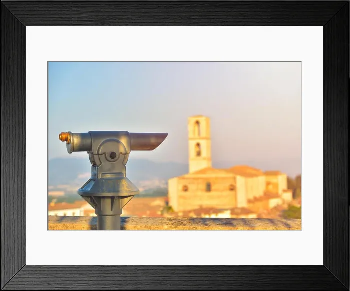Framed Print : Tourist telescope eyepiece. Travel tourist destination landscape magnification Framed Print : Tourist telescope eyepiece. Travel tourist destination landscape magnification