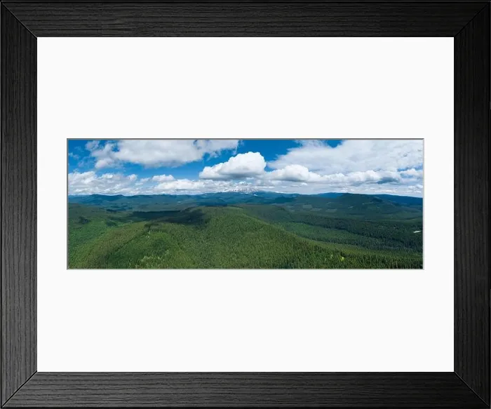 Framed Print : Clouds drift through a blue sky over and endless forest, near Mount Hood, Oregon. This beautiful, wild area is within an hour drive of Portland Framed Print : Clouds drift through a blue sky over and endless forest, near Mount Hood, Oregon. This beautiful, wild area is within an hour drive of Portland