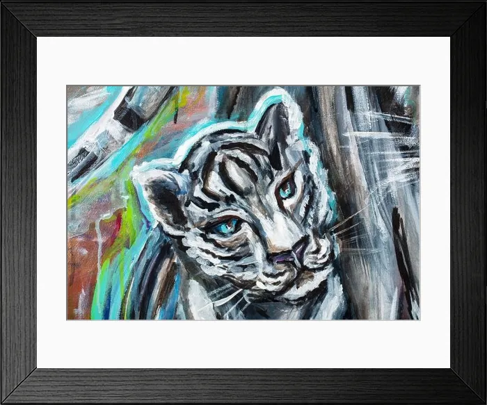 Framed Print : Superlative painting work with a image of tiger Framed Print : Superlative painting work with a image of tiger