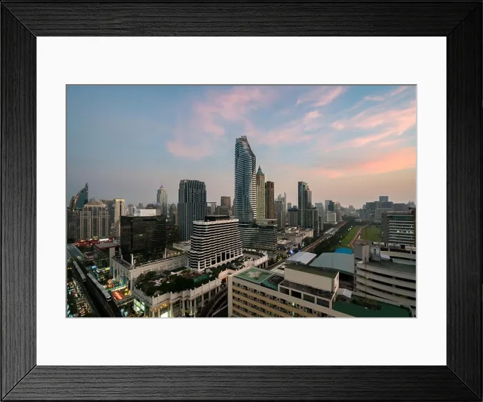 Framed Print : Modern building in Bangkok business district at Bangkok city with skyline before sunset, Thailand Framed Print : Modern building in Bangkok business district at Bangkok city with skyline before sunset, Thailand