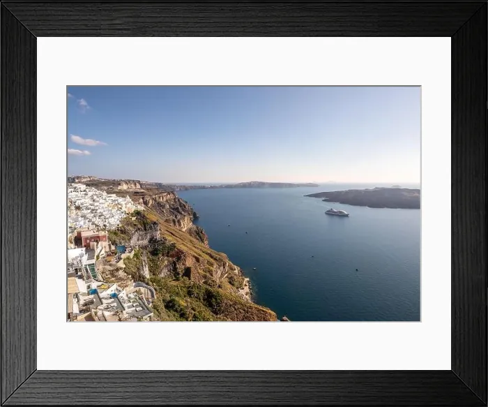 Framed Print : Amazing street view Santorini island. Greece traditional white and blue architecture, sea view and fantastic summer mood vibes. Luxury travel holiday Framed Print : Amazing street view Santorini island. Greece traditional white and blue architecture, sea view and fantastic summer mood vibes. Luxury travel holiday