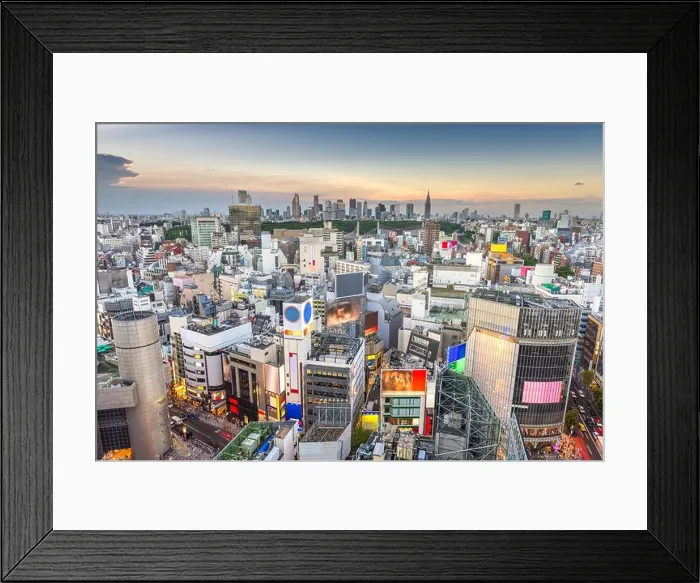 Framed Print : Tokyo, Japan city skyline over Shibuya Ward with the Shinjuku Ward skyline in the distance Framed Print : Tokyo, Japan city skyline over Shibuya Ward with the Shinjuku Ward skyline in the distance