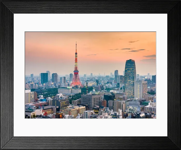 Framed Print : Tokyo, Japan cityscape and tower after sunset Framed Print : Tokyo, Japan cityscape and tower after sunset