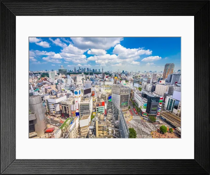 Framed Print : Shibuya, Tokyo, Japan city skyline over Shibuya Scramble Crosswalk in the afternoon Framed Print : Shibuya, Tokyo, Japan city skyline over Shibuya Scramble Crosswalk in the afternoon