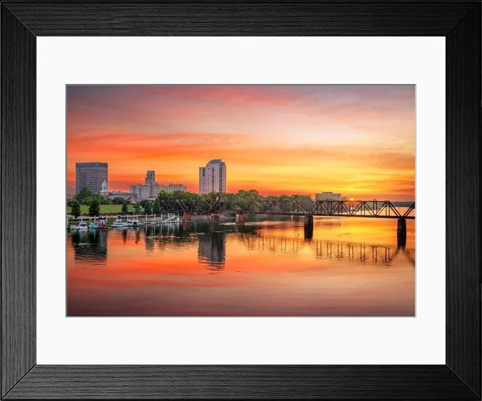 Framed Print : Augusta, Georgia, USA downtown skyline on the Savannah River at sunset Framed Print : Augusta, Georgia, USA downtown skyline on the Savannah River at sunset