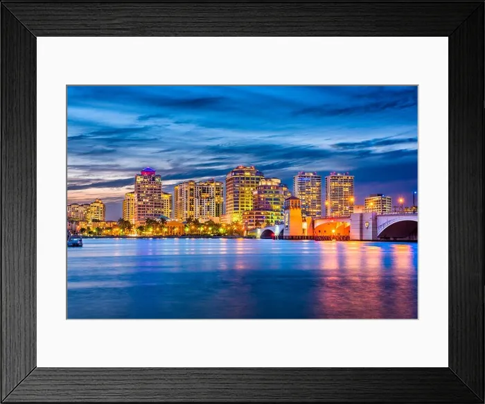 Framed Print : West Palm Beach, Florida, USA downtown skyline on the waterway Framed Print : West Palm Beach, Florida, USA downtown skyline on the waterway