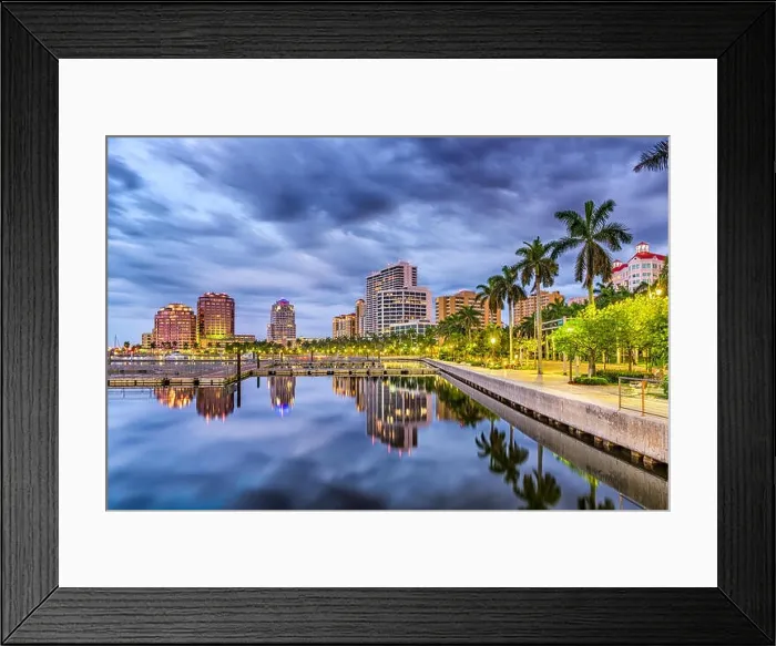 Framed Print : West Palm Beach, Florida, USA downtown skyline on the waterway Framed Print : West Palm Beach, Florida, USA downtown skyline on the waterway