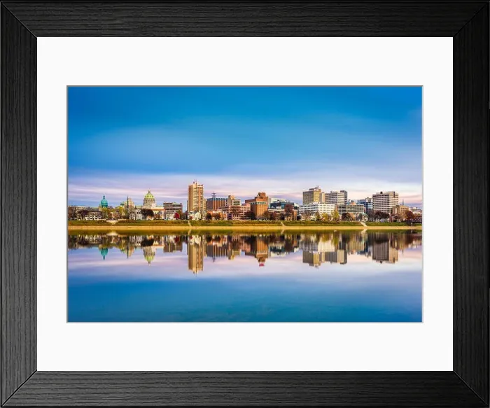 Framed Print : Harrisburg, Pennsylvania, USA downtown city skyline on the Susquehanna River in the late afternoon Framed Print : Harrisburg, Pennsylvania, USA downtown city skyline on the Susquehanna River in the late afternoon