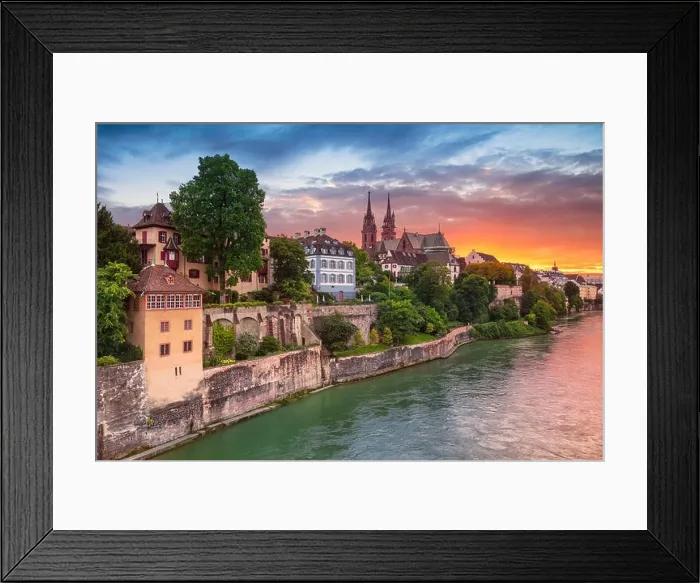Framed Print : Basel. Cityscape image of Basel, Switzerland during dramatic sunset Framed Print : Basel. Cityscape image of Basel, Switzerland during dramatic sunset