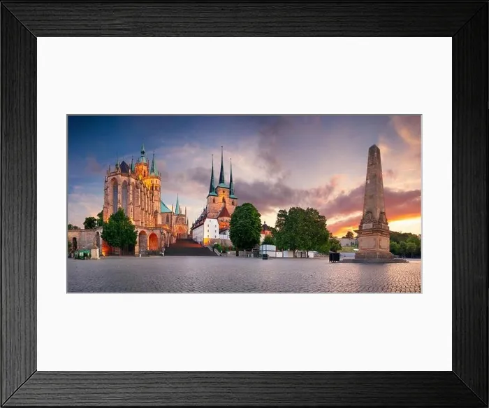 Framed Print : Erfurt, Germany. Cityscape image of downtown Erfurt, Germany with Erfurt Cathedral at summer sunset Framed Print : Erfurt, Germany. Cityscape image of downtown Erfurt, Germany with Erfurt Cathedral at summer sunset