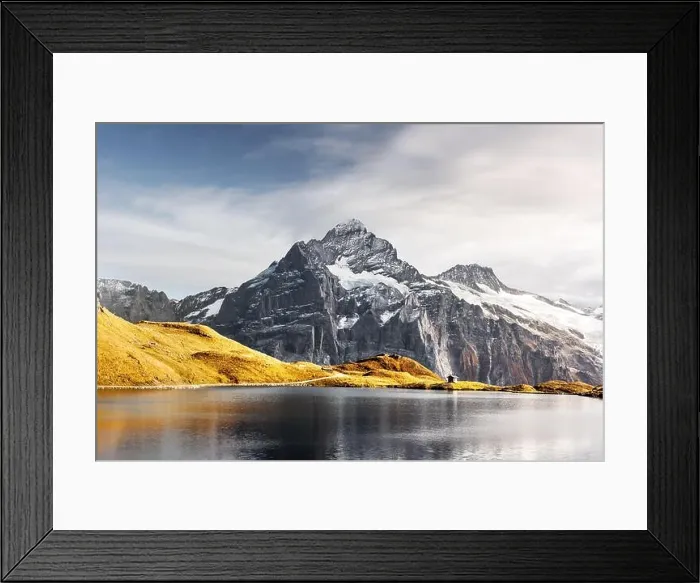 Framed Print : Bachalpsee lake in Swiss Alps mountains. Snowy peaks of Wetterhorn, Mittelhorn and Rosenhorn on background. Grindelwald valley, Switzerland Framed Print : Bachalpsee lake in Swiss Alps mountains. Snowy peaks of Wetterhorn, Mittelhorn and Rosenhorn on background. Grindelwald valley, Switzerland