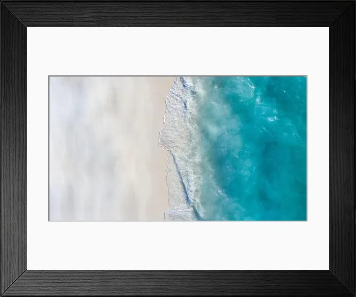 Framed Print : Aerial view of sandy beach and ocean with waves. Beautiful tropical white empty beach and sea waves seen from above. Beautiful sea landscape beach Framed Print : Aerial view of sandy beach and ocean with waves. Beautiful tropical white empty beach and sea waves seen from above. Beautiful sea landscape beach