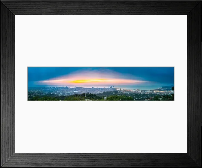 Framed Print : Batumi, Adjara, Georgia. Panorama, Aerial View Of Urban Cityscape At Sunset. Town At Evening Blue Hour time. City In Night Lights Illumination Framed Print : Batumi, Adjara, Georgia. Panorama, Aerial View Of Urban Cityscape At Sunset. Town At Evening Blue Hour time. City In Night Lights Illumination