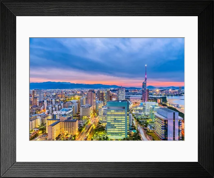 Framed Print : Fukuoka, Japan skyline and tower Framed Print : Fukuoka, Japan skyline and tower