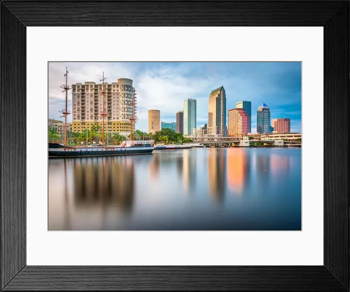 Framed Print : Tampa, Florida, USA downtown skyline on the bay at twilight Framed Print : Tampa, Florida, USA downtown skyline on the bay at twilight
