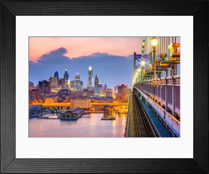 Framed Print : Philadelphia, Pennsylvania, USA downtown skyline from the Benjamin Franklin Bridge Framed Print : Philadelphia, Pennsylvania, USA downtown skyline from the Benjamin Franklin Bridge