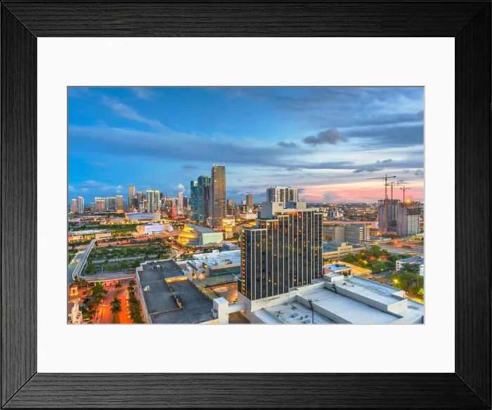 Framed Print : Miami, Florida, USA aerial skyline view at dusk Framed Print : Miami, Florida, USA aerial skyline view at dusk
