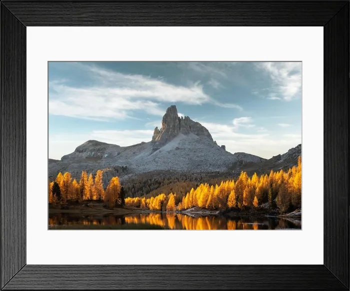 Framed Print : Picturesque view on Federa Lake in sunrise time. Autumn mountains landscape with Lago di Federa and bright orange larches in the Dolomite Apls Framed Print : Picturesque view on Federa Lake in sunrise time. Autumn mountains landscape with Lago di Federa and bright orange larches in the Dolomite Apls