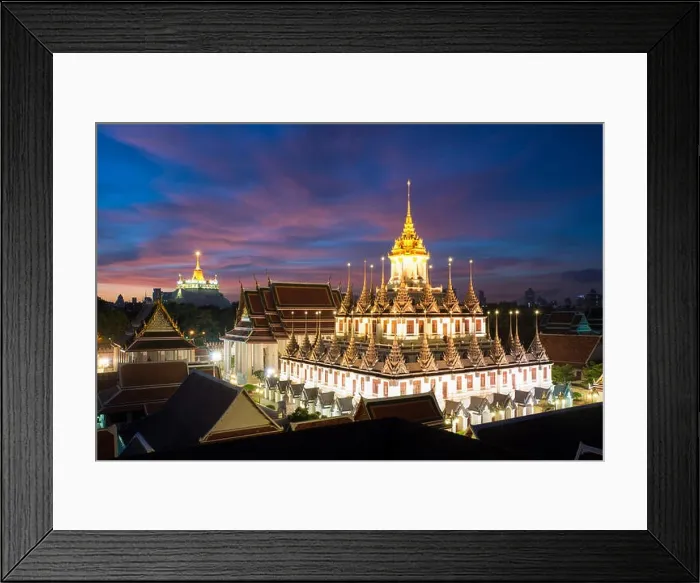 Framed Print : Wat Ratchanatdaram temple and Metal Castle in Bangkok, Thailand Framed Print : Wat Ratchanatdaram temple and Metal Castle in Bangkok, Thailand