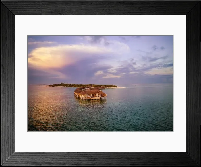 Framed Print : Drone photo wooden water villas seen from above and an amazing blue lagoon crystal clear water close to tropical lagoon. Amazing summer Framed Print : Drone photo wooden water villas seen from above and an amazing blue lagoon crystal clear water close to tropical lagoon. Amazing summer