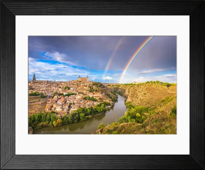 Framed Print : Toledo, Spain old town skyline with a rainbow Framed Print : Toledo, Spain old town skyline with a rainbow