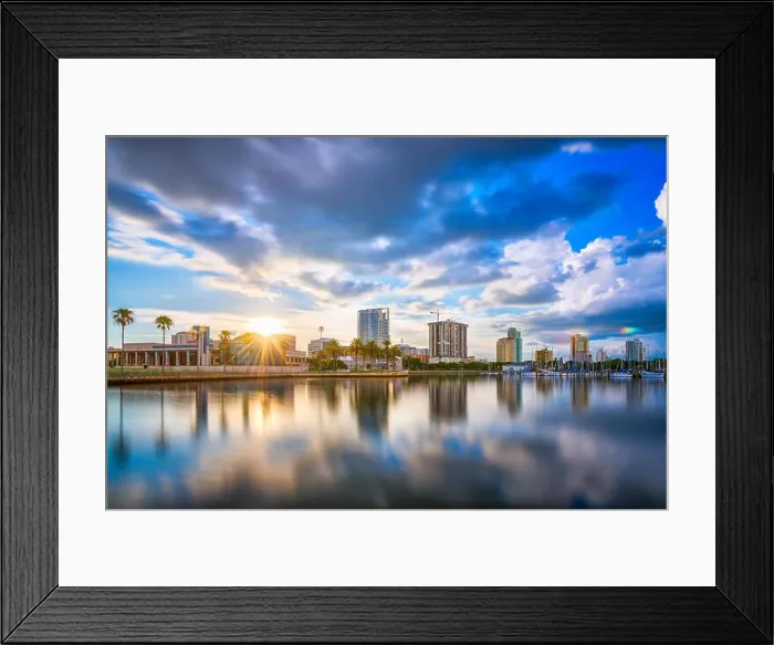 Framed Print : St. Petersburg, Florida, USA downtown city skyline at twilight on the bay Framed Print : St. Petersburg, Florida, USA downtown city skyline at twilight on the bay