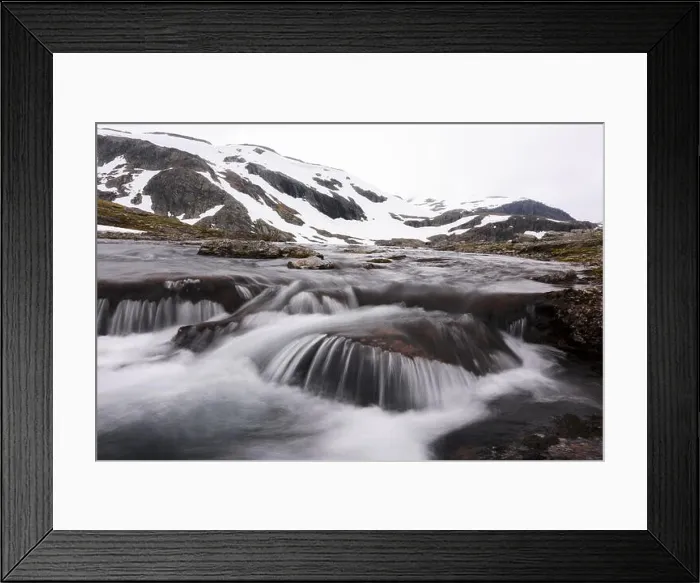 Framed Print : Typical norwegian landscape with snowy mountains Framed Print : Typical norwegian landscape with snowy mountains