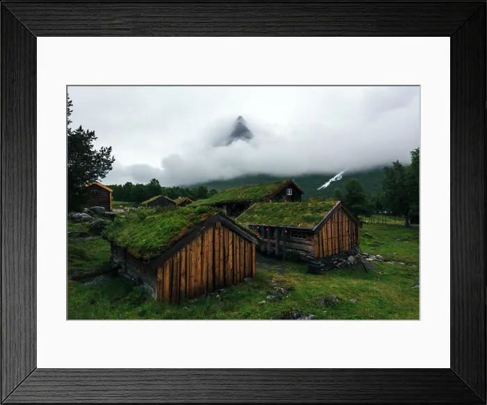 Framed Print : Norwegian grass roof old house Framed Print : Norwegian grass roof old house