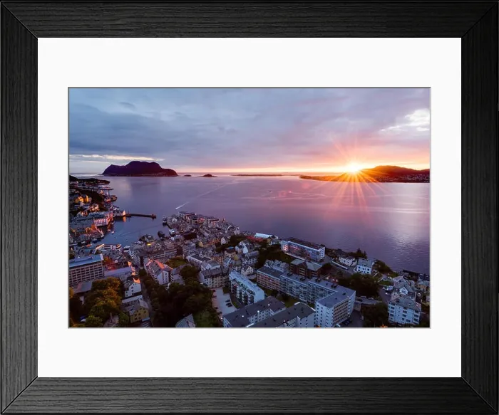 Framed Print : Colorful sunset in Alesund port town Framed Print : Colorful sunset in Alesund port town