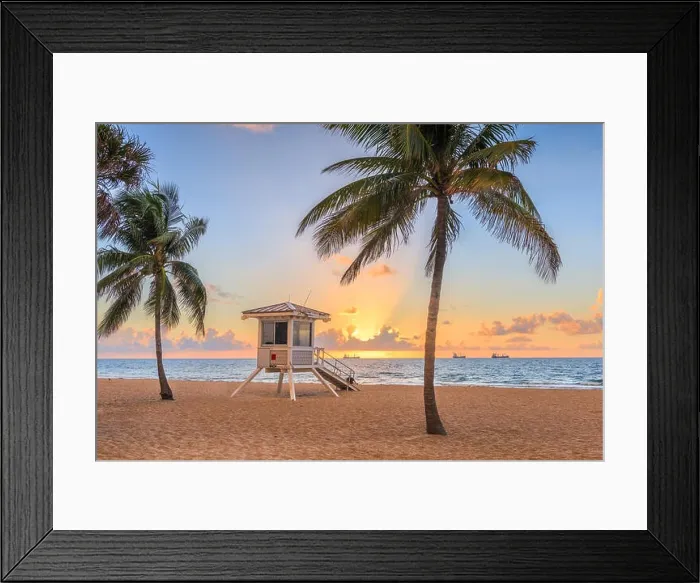 Framed Print : Fort Lauderdale, Florida, USA beach and life guard tower at sunrise Framed Print : Fort Lauderdale, Florida, USA beach and life guard tower at sunrise