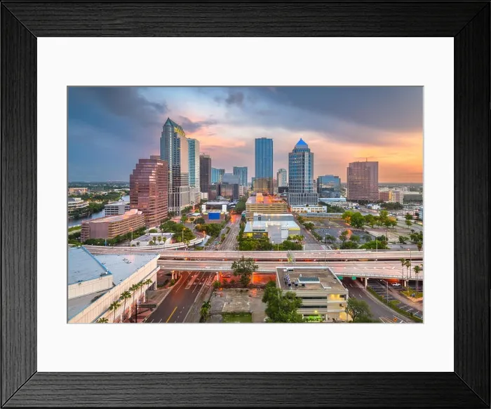 Framed Print : Tampa, Florida, USA aerial downtown skyline at dusk Framed Print : Tampa, Florida, USA aerial downtown skyline at dusk