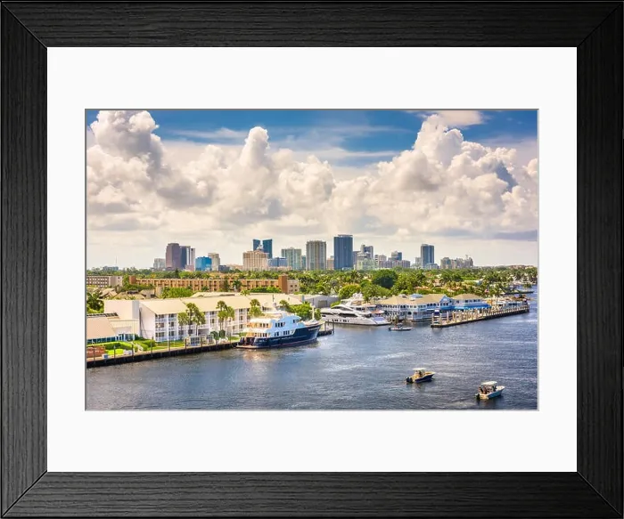 Framed Print : Fort Lauderdale, Florida, USA skyline on the river in the afternoon