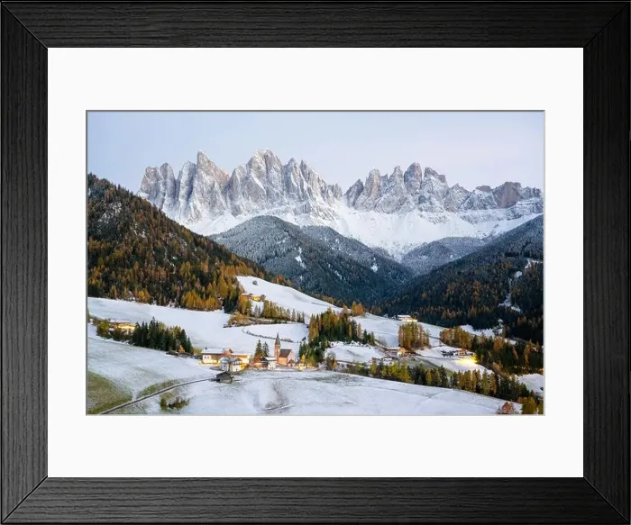 Framed Print : Famous Santa Magdalena mountain village with Church Chiesa di Santa Maddalena in the autumn Dolomites Framed Print : Famous Santa Magdalena mountain village with Church Chiesa di Santa Maddalena in the autumn Dolomites