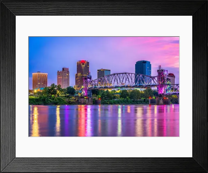 Framed Print : Little Rock, Arkansas, USA downtown skyline on the Arkansas River Framed Print : Little Rock, Arkansas, USA downtown skyline on the Arkansas River