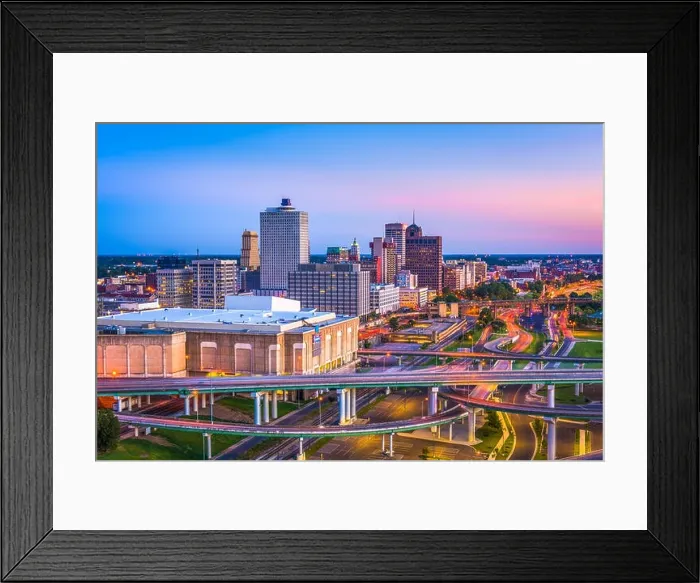 Framed Print : Memphis, Tennessee, USA downtown skyline at dusk Framed Print : Memphis, Tennessee, USA downtown skyline at dusk