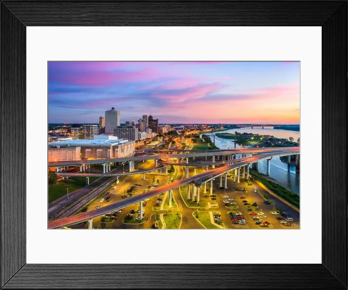 Framed Print : Memphis, Tennessee, USA downtown skyline at dusk Framed Print : Memphis, Tennessee, USA downtown skyline at dusk