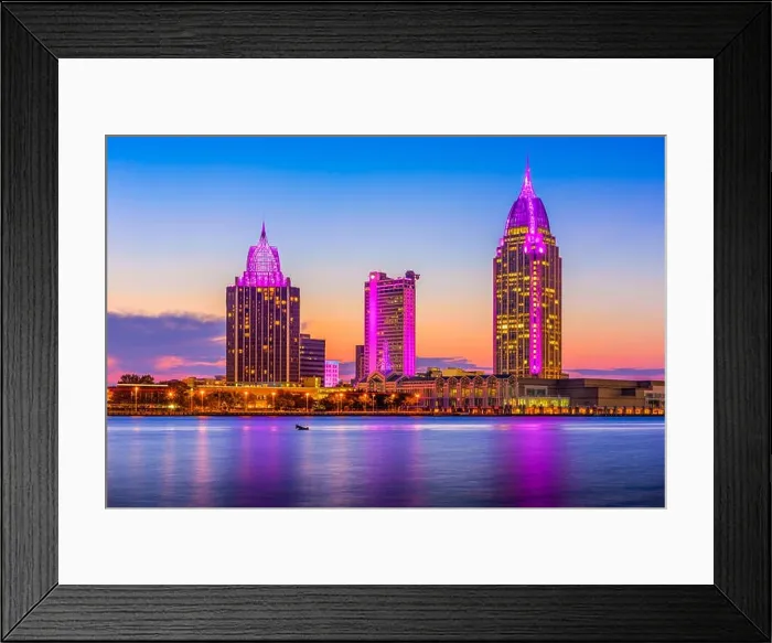 Framed Print : Mobile, Alabama, USA river skyline Framed Print : Mobile, Alabama, USA river skyline