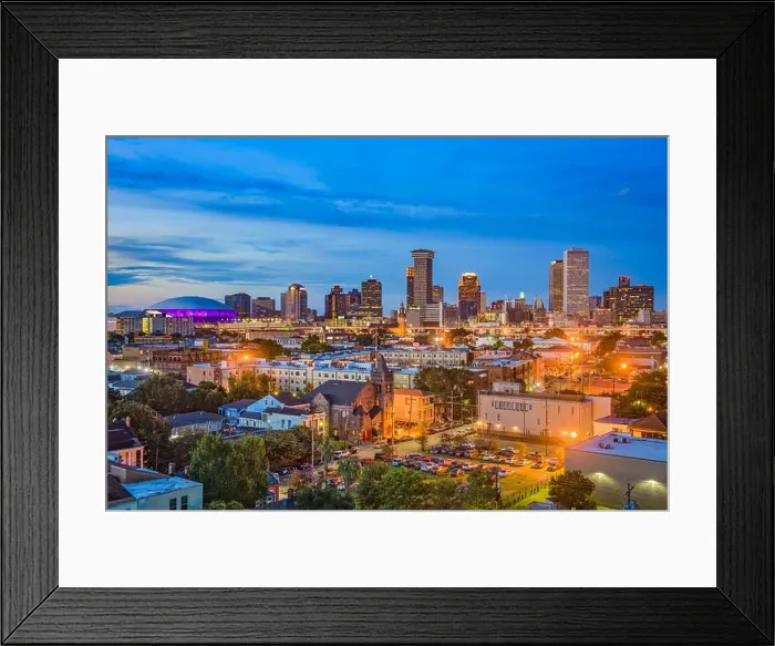 Framed Print : New Orleans, Louisiana downtown city skyline Framed Print : New Orleans, Louisiana downtown city skyline